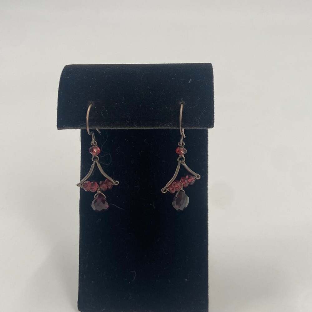 Handmade Sterling silver garnet and amethyst chandelier earrings